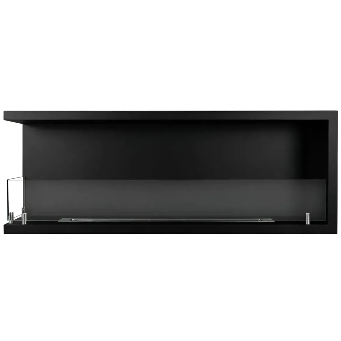 Camino a Bioetanolo 1,5L Nero da Incasso 120x45 cm Angolare a Sinistra