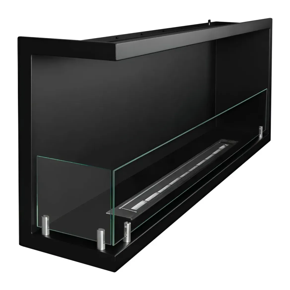 Camino a Bioetanolo 1,5L Nero da Incasso 120x45 cm Angolare a Sinistra