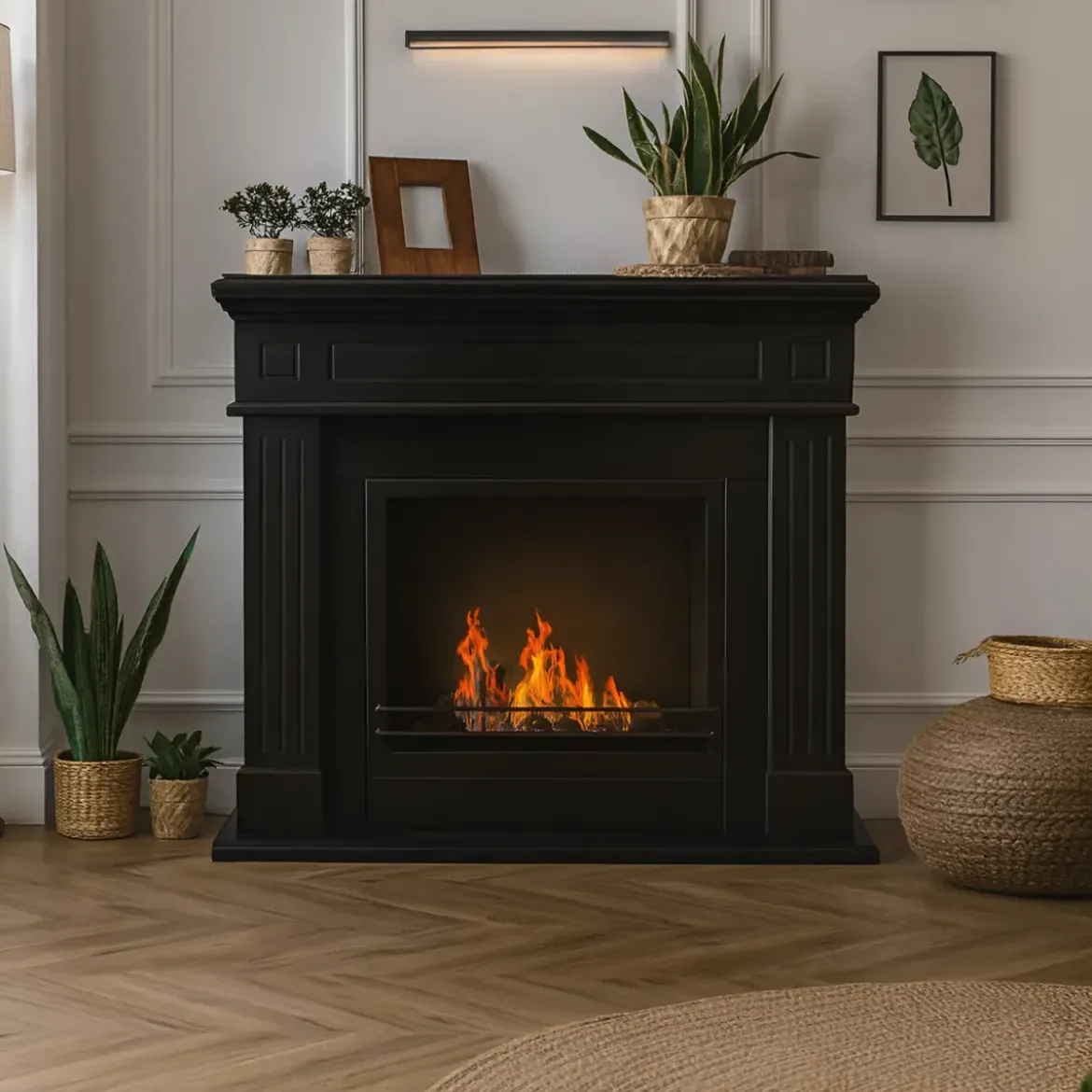 Camino a Bioetanolo Nero da Terra 3,4 kW Lana di Roccia 1,8L Interno