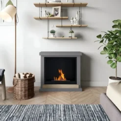Camino a Bioetanolo TAGU FreeFlame Hagen Grigio Dettaglio Legno