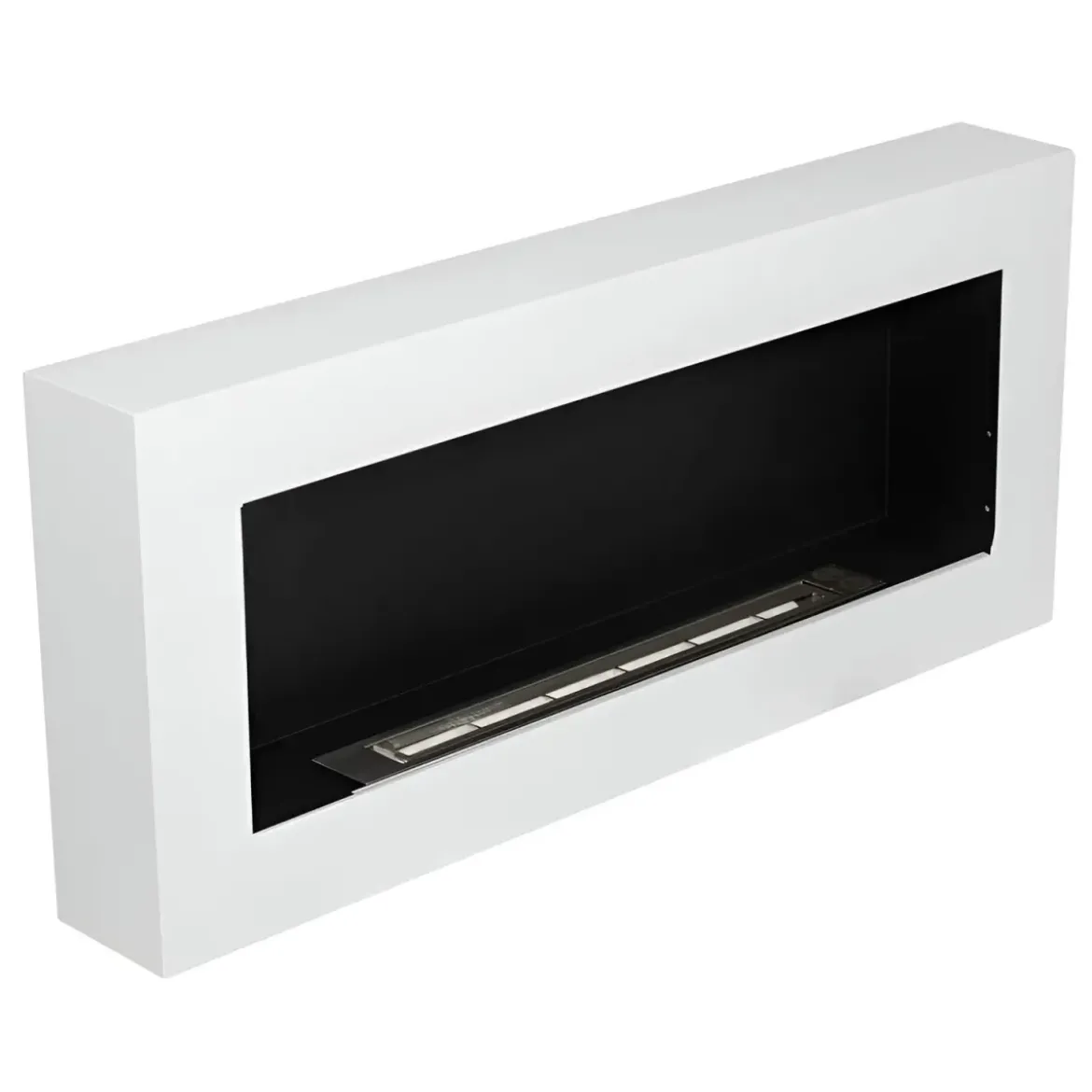 Camino Bioetanolo da Parete 2,5 KW Bianco Fiamma Reale Lana di Roccia