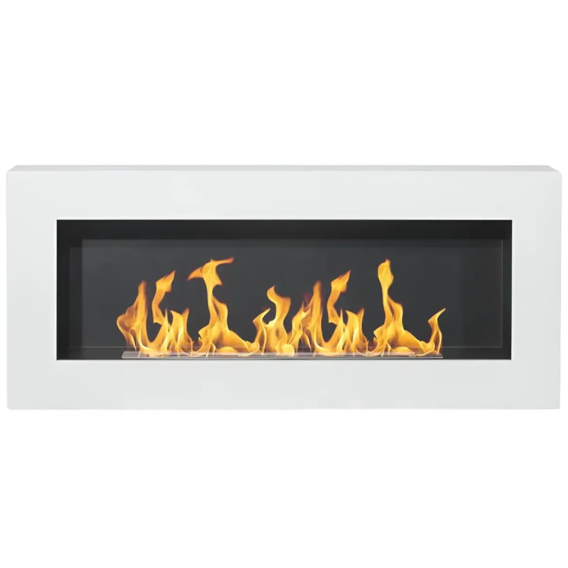 Camino Bioetanolo da Parete 2,5 KW Bianco Fiamma Reale Lana di Roccia