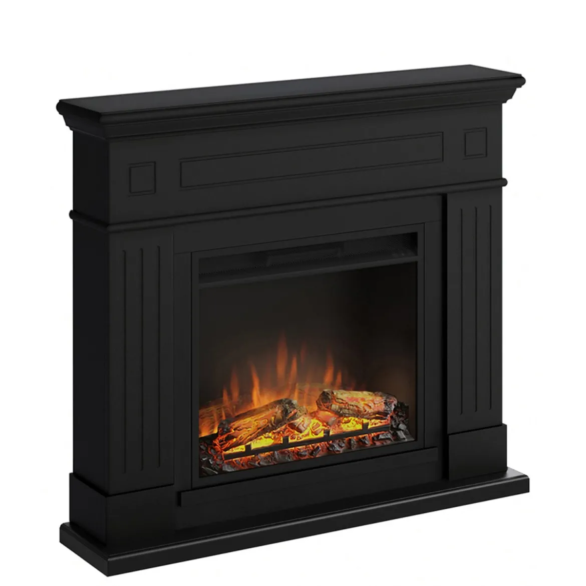Camino Elettrico con Cornice in Legno Nero Tagu Larsen 1500w e Telecomando