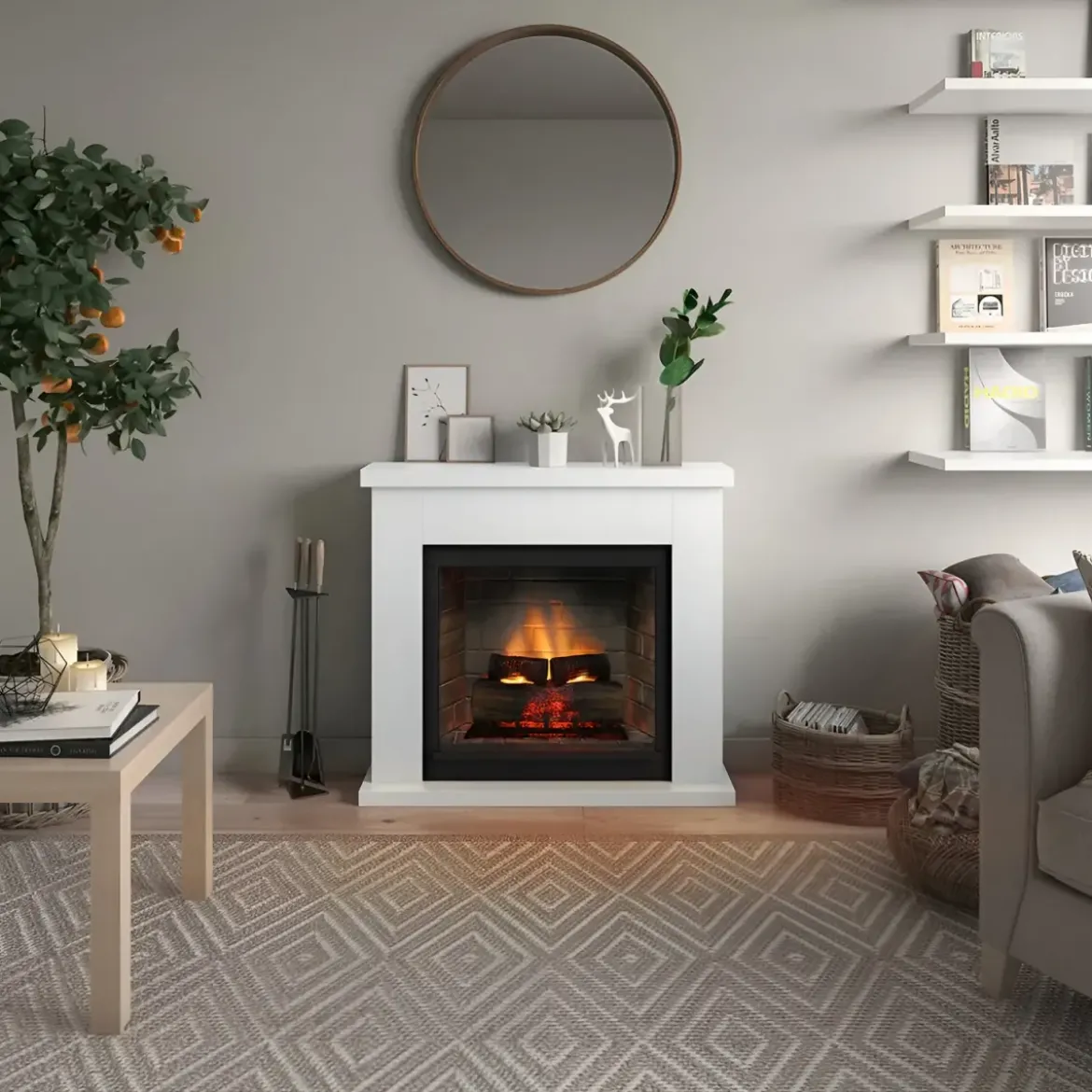 Camino Elettrico Tagu Frode PowerFlame2 Bianco 1600W