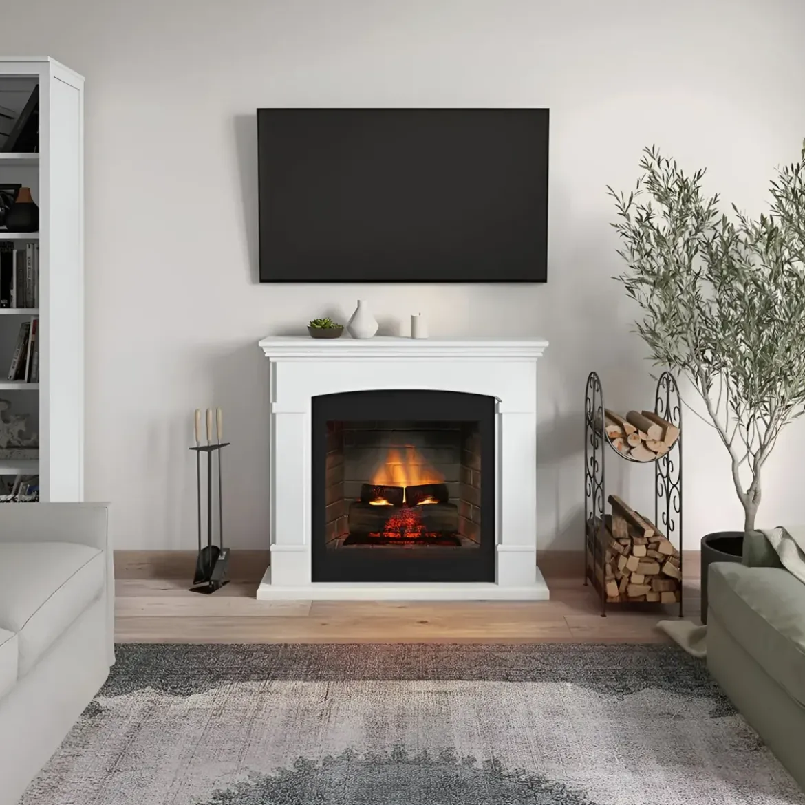 Camino Elettrico Tagu Helmi PowerFlame2 1600w Bianco