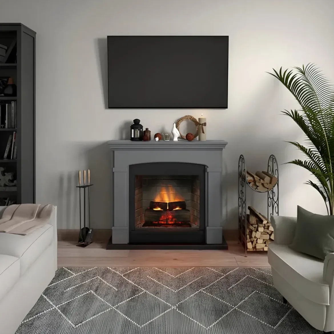 Camino Elettrico Tagu Helmi PowerFlame2 Grigio 1600W