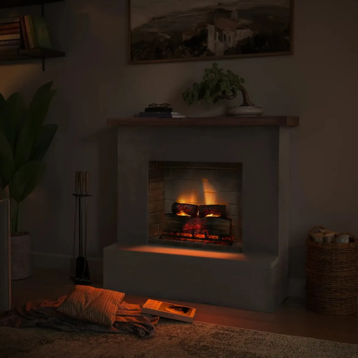 Camino Elettrico Tagu Rolf PowerFlame2 1600w Cemento Grigio