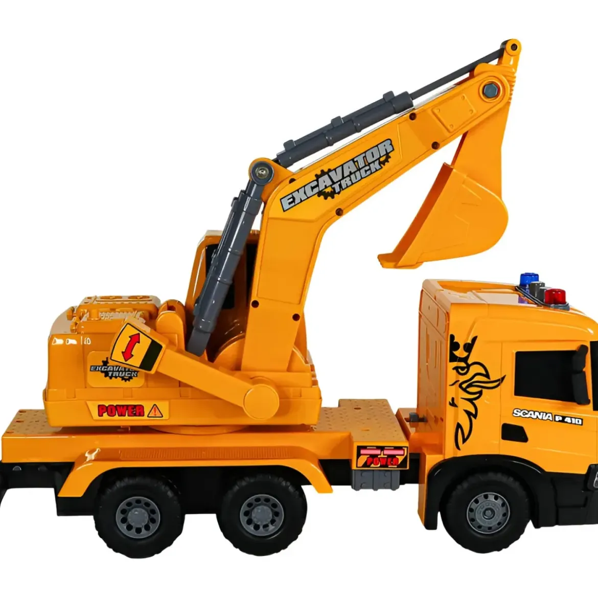 Camion Escavatore Giocattolo Scania Luci e Suoni con Braccio Mobile