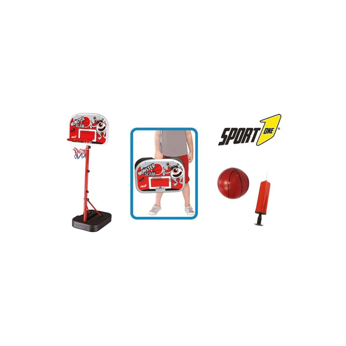 Canestro da Basket Piantana Pallone Pompa Aria Pallacanestro Bambini Regolabile