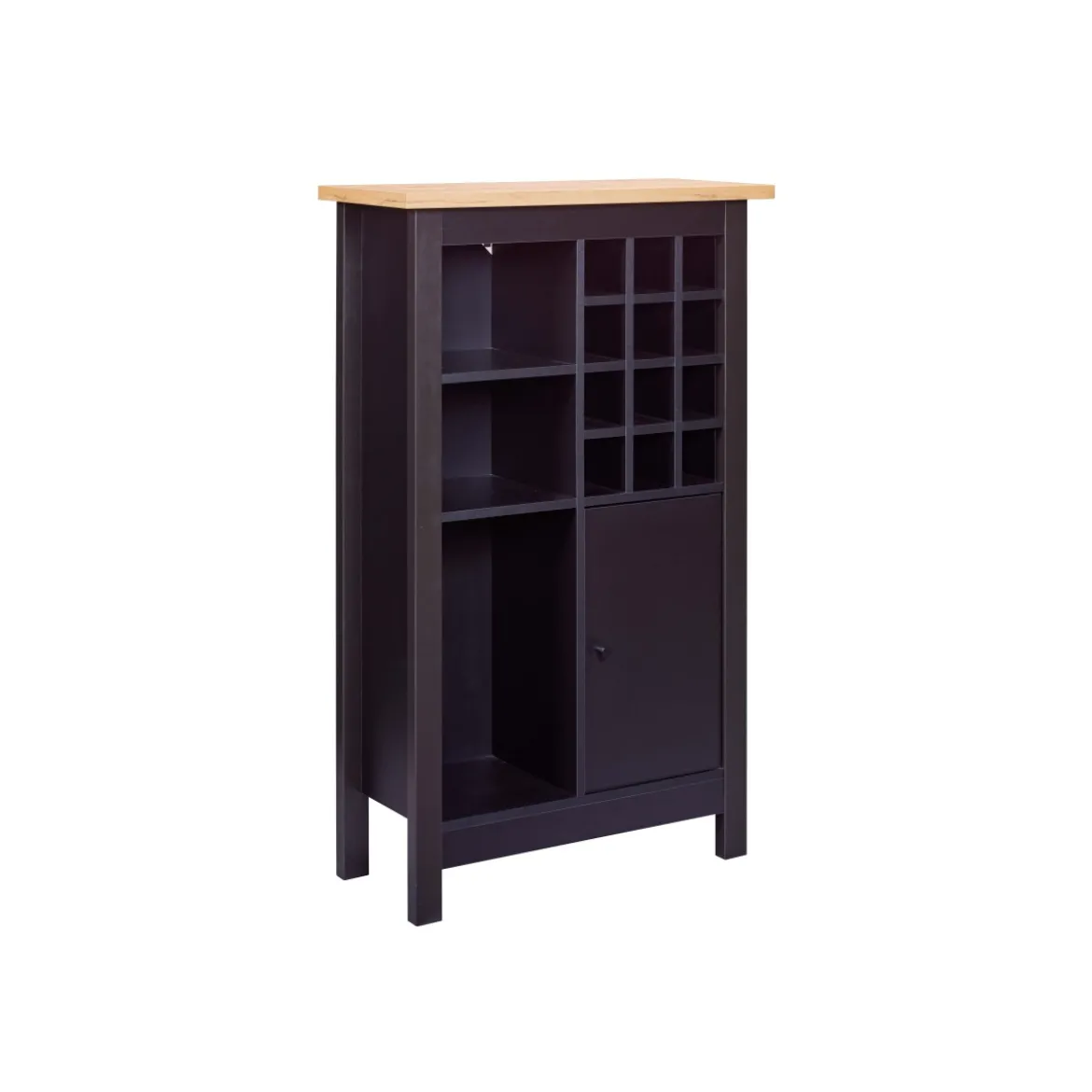 Cantinetta Credenza nera in rovere Porta Bottiglie 76,8x33x124,4 cm