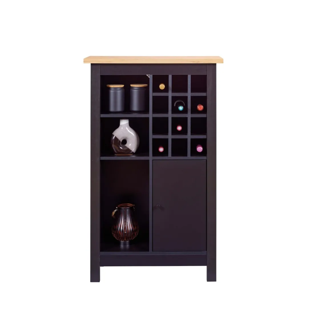 Cantinetta Credenza nera in rovere Porta Bottiglie 76,8x33x124,4 cm