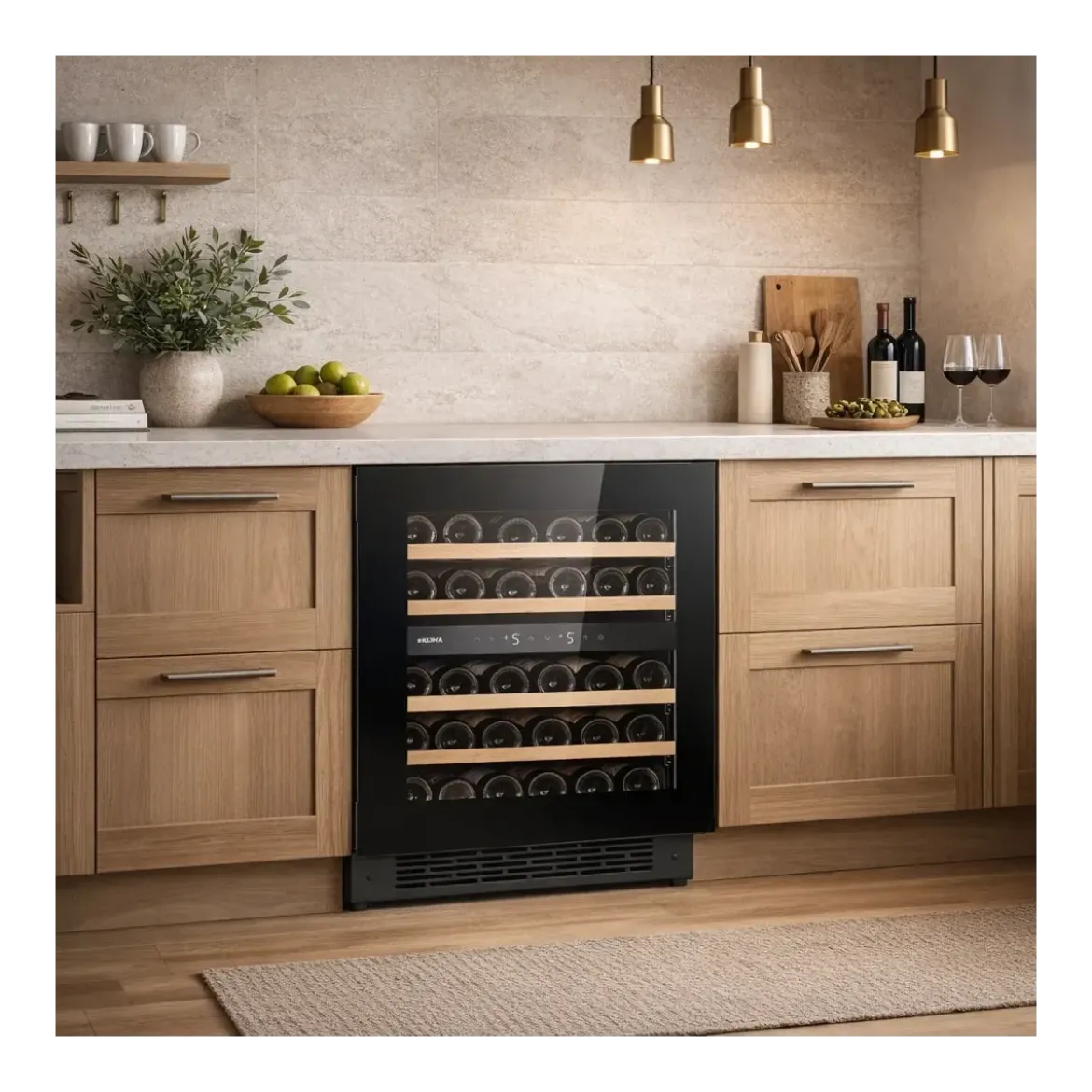 Cantinetta Vino a Incasso 36 Bottiglie Ventilata Classe F Nero LED