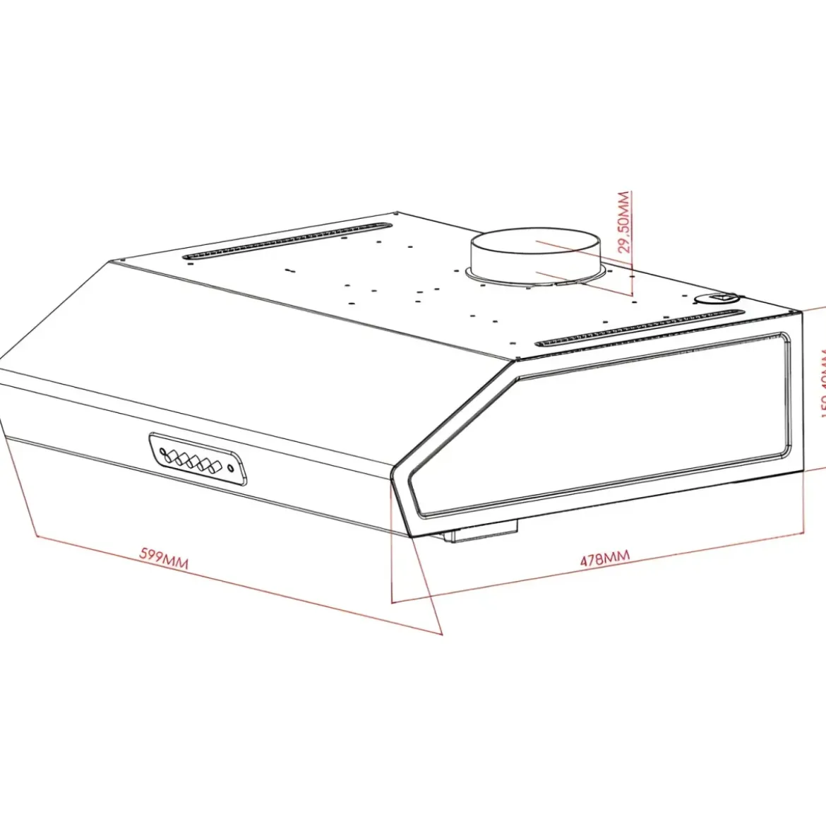 Cappa 60 cm Sottopensile per Cucina Aspiratore Potente Samet in Acciaio
