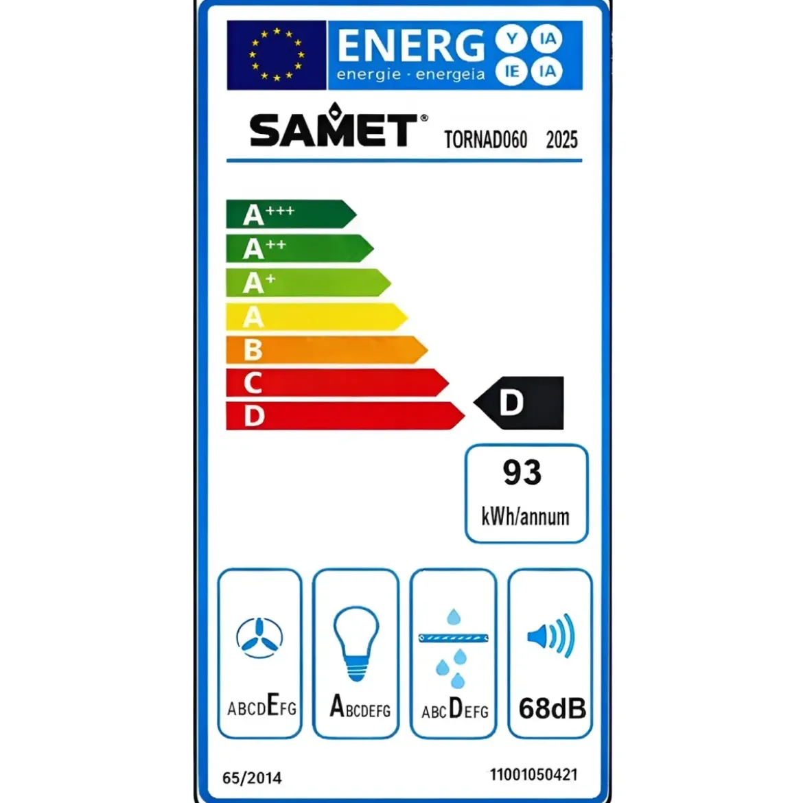 Cappa per Cucina 60 cm Sottopensile Samet 3 Velocità Bianco Classe G