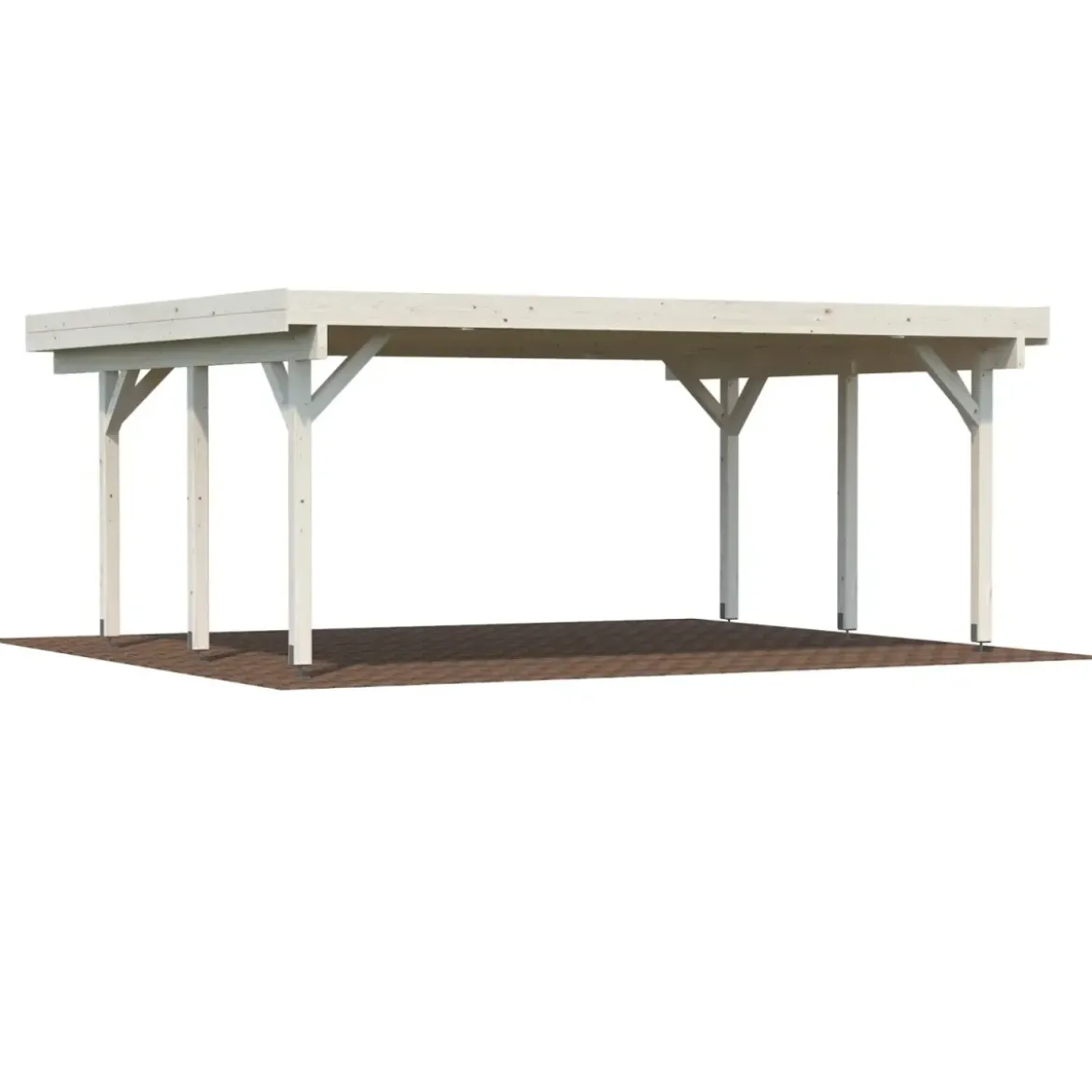 Carport Auto Doppio in Legno Abete Grezzo 600x562x321 cm con Copertura