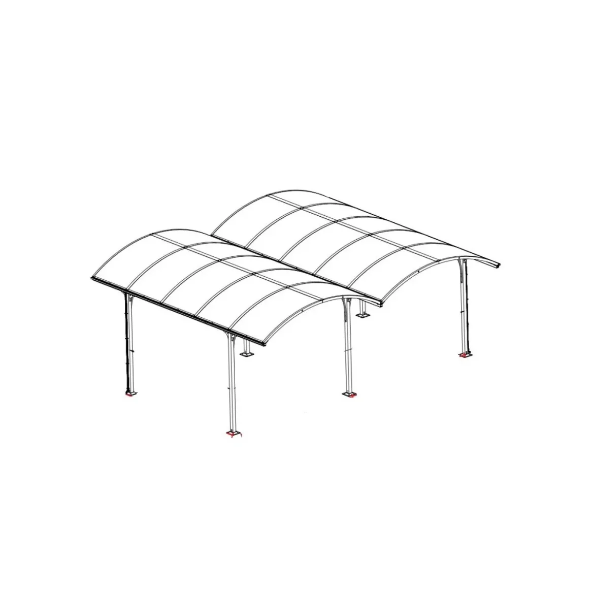 Carport in Alluminio 6x5 metri Policarbonato Gazebo Posto Auto Capanno Tettoia