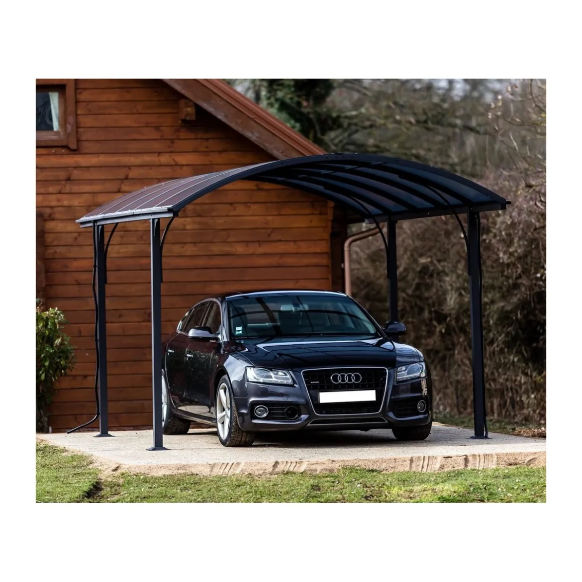 Carport in Alluminio 3x4.8 metri Policarbonato Gazebo Posto Auto Capanno Tettoia
