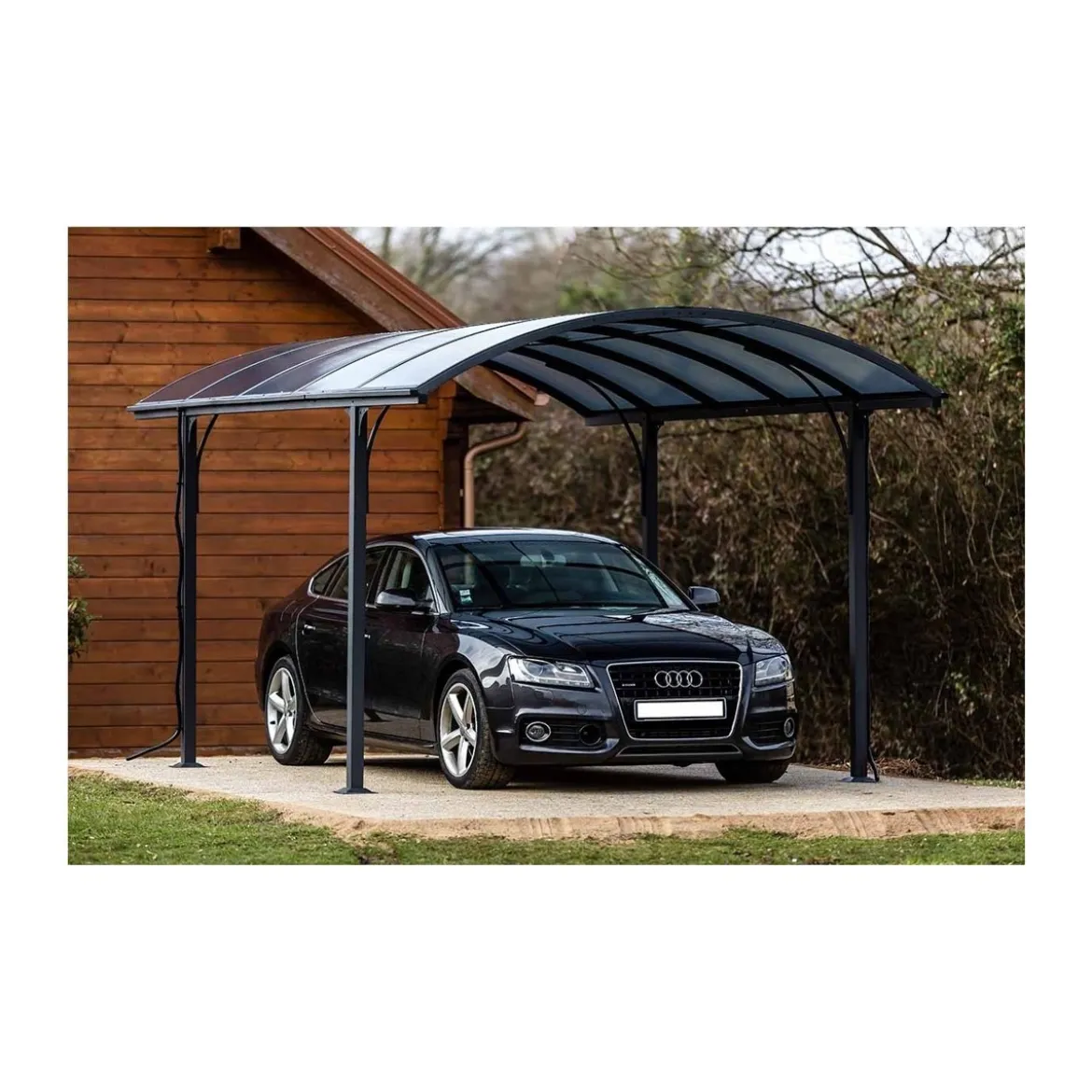 Carport in Alluminio 3x4.8 metri Policarbonato Gazebo Posto Auto Capanno Tettoia