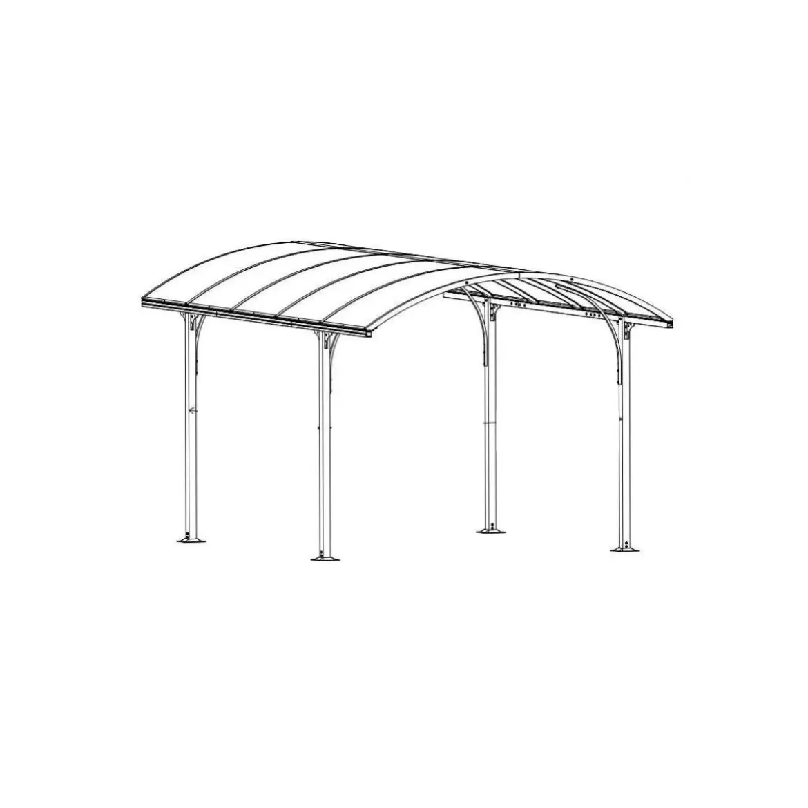 Carport in Alluminio 3x4.8 metri Policarbonato Gazebo Posto Auto Capanno Tettoia