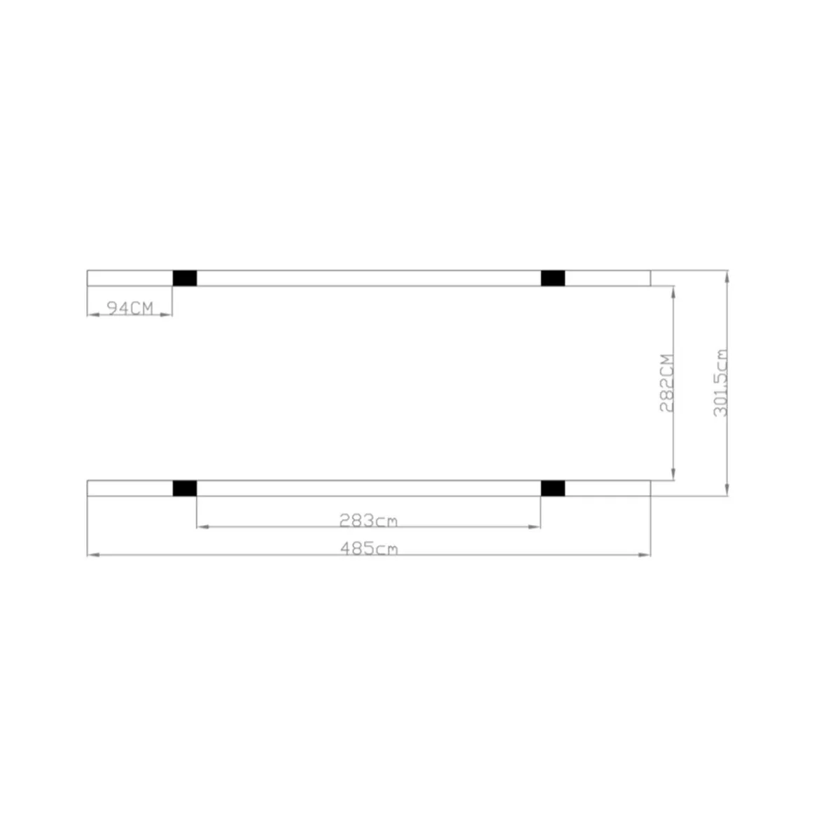 Carport in Alluminio 3x4.8 metri Policarbonato Gazebo Posto Auto Capanno Tettoia