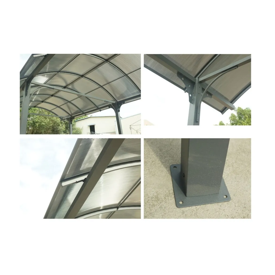 Carport in Alluminio 3.6x7.6 mt Policarbonato Posto Auto Tettoia Camper Furgoni