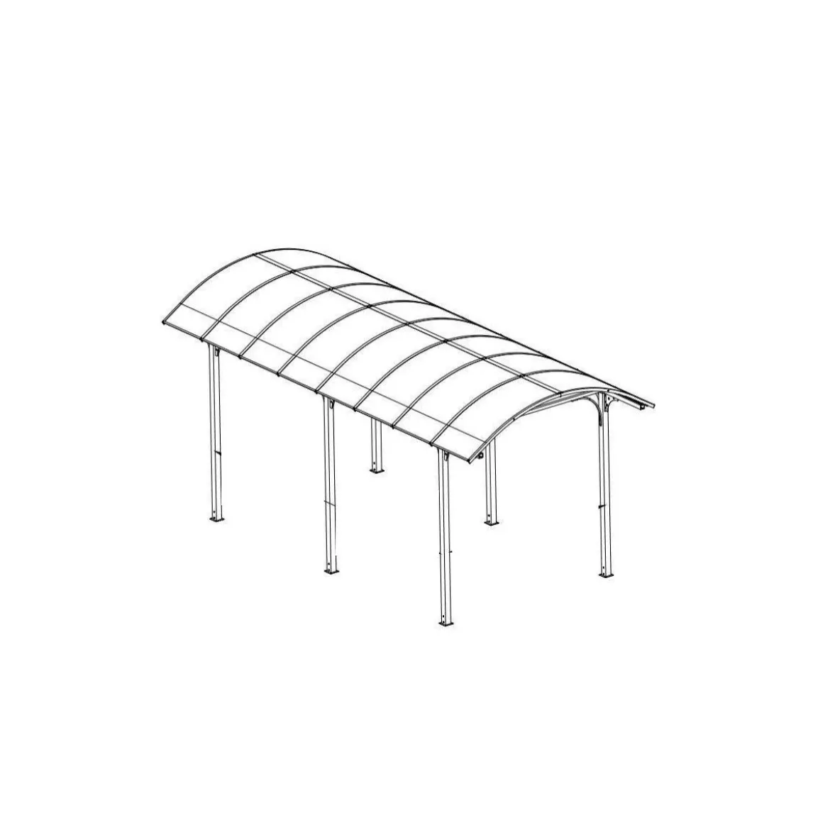 Carport in Alluminio 3.6x7.6 mt Policarbonato Posto Auto Tettoia Camper Furgoni