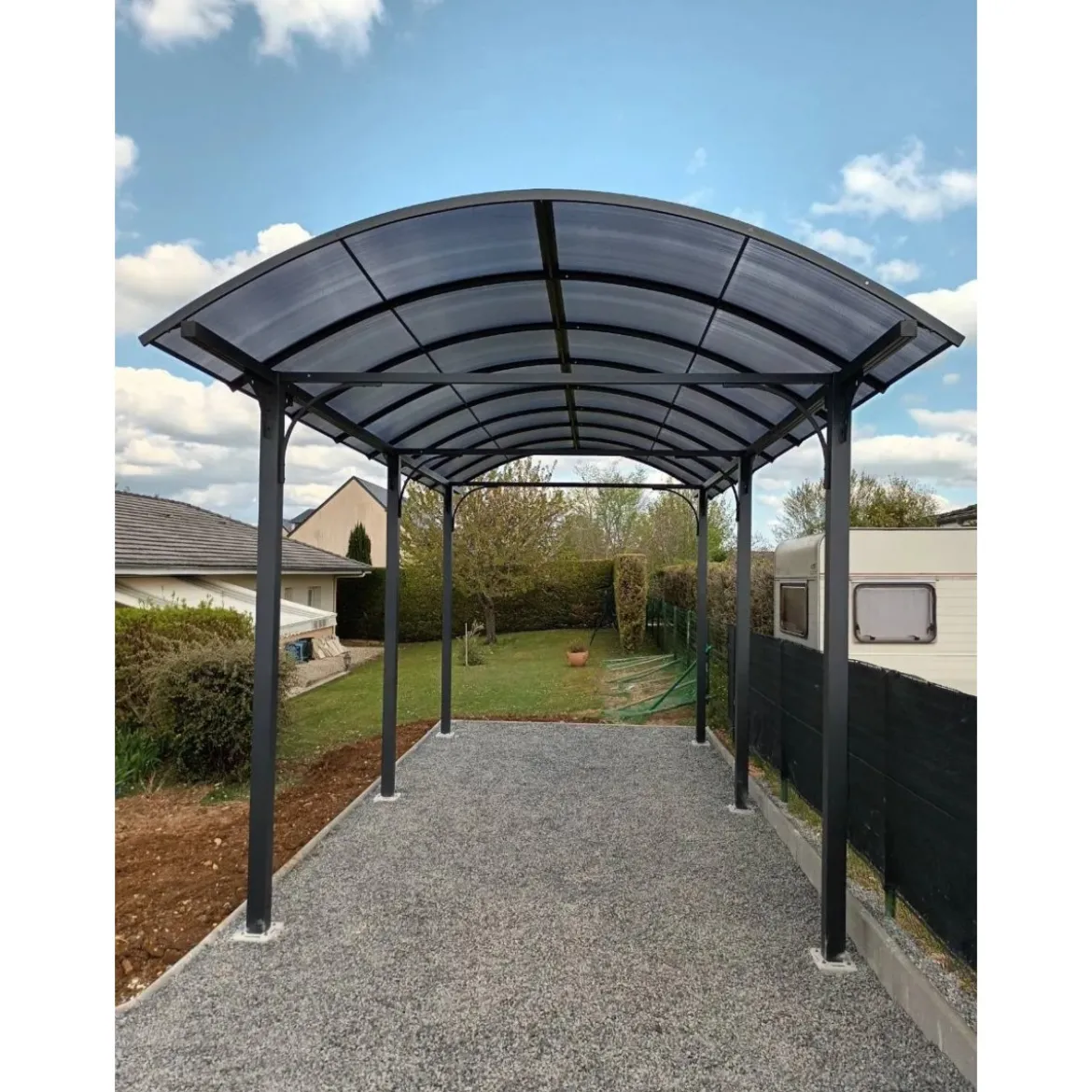 Carport in Alluminio 3.6x7.6 mt Policarbonato Posto Auto Tettoia Camper Furgoni