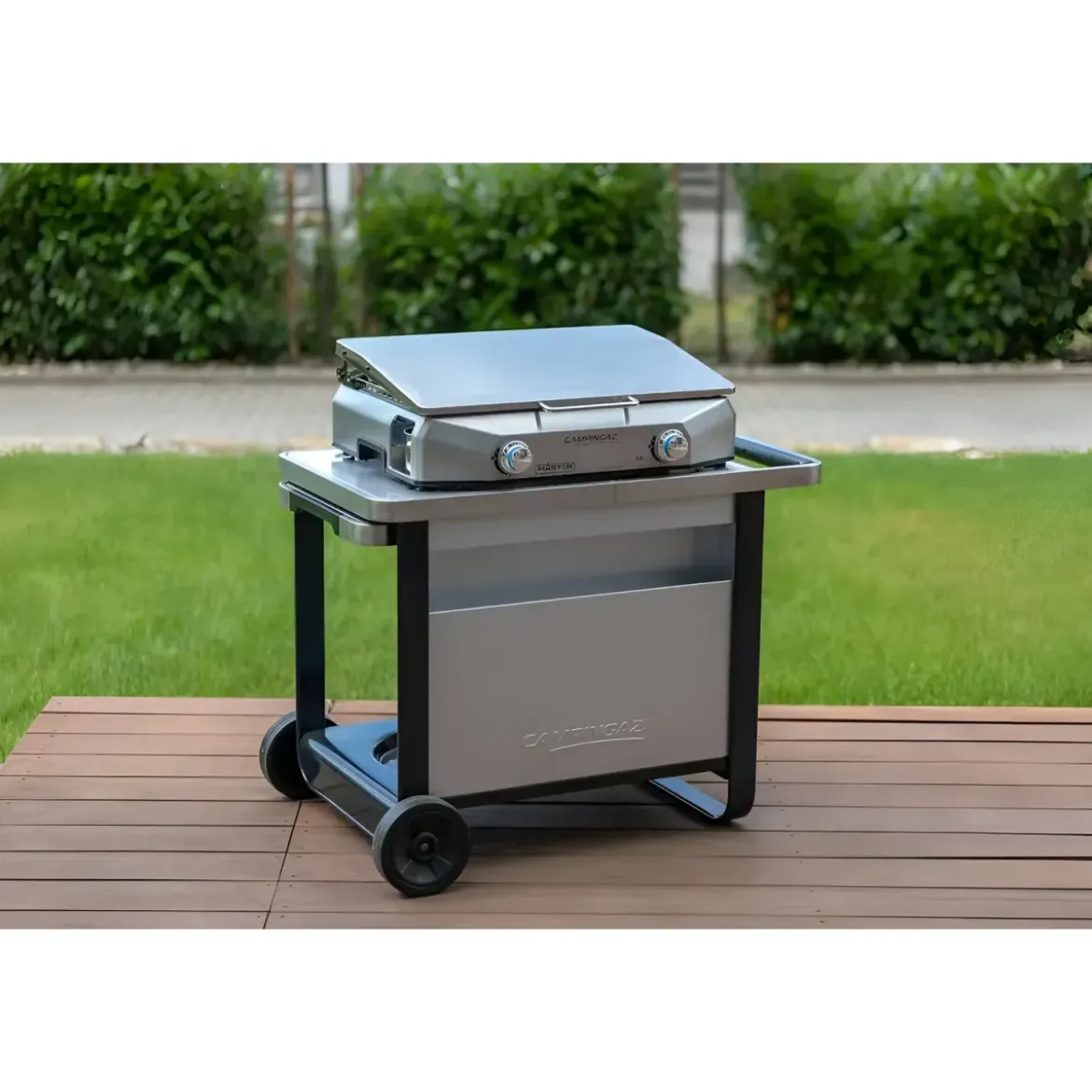 Carrello Barbecue Acciaio Pieghevole 120x63x73 cm Compatibile Ruote