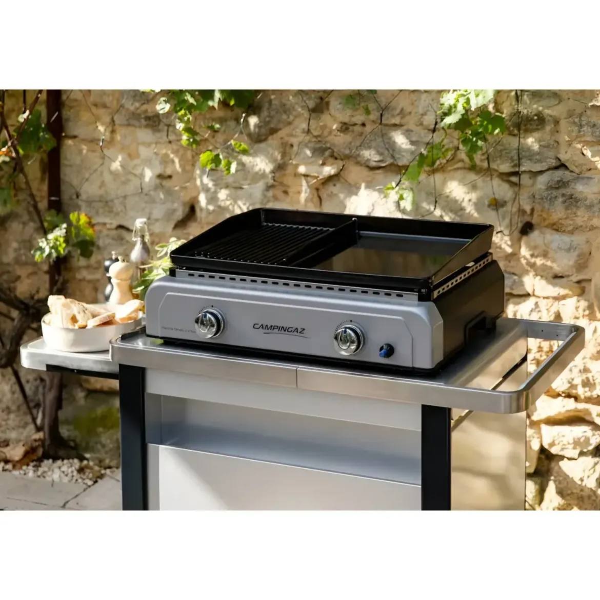 Carrello Barbecue Acciaio Pieghevole 120x63x73 cm Compatibile Ruote