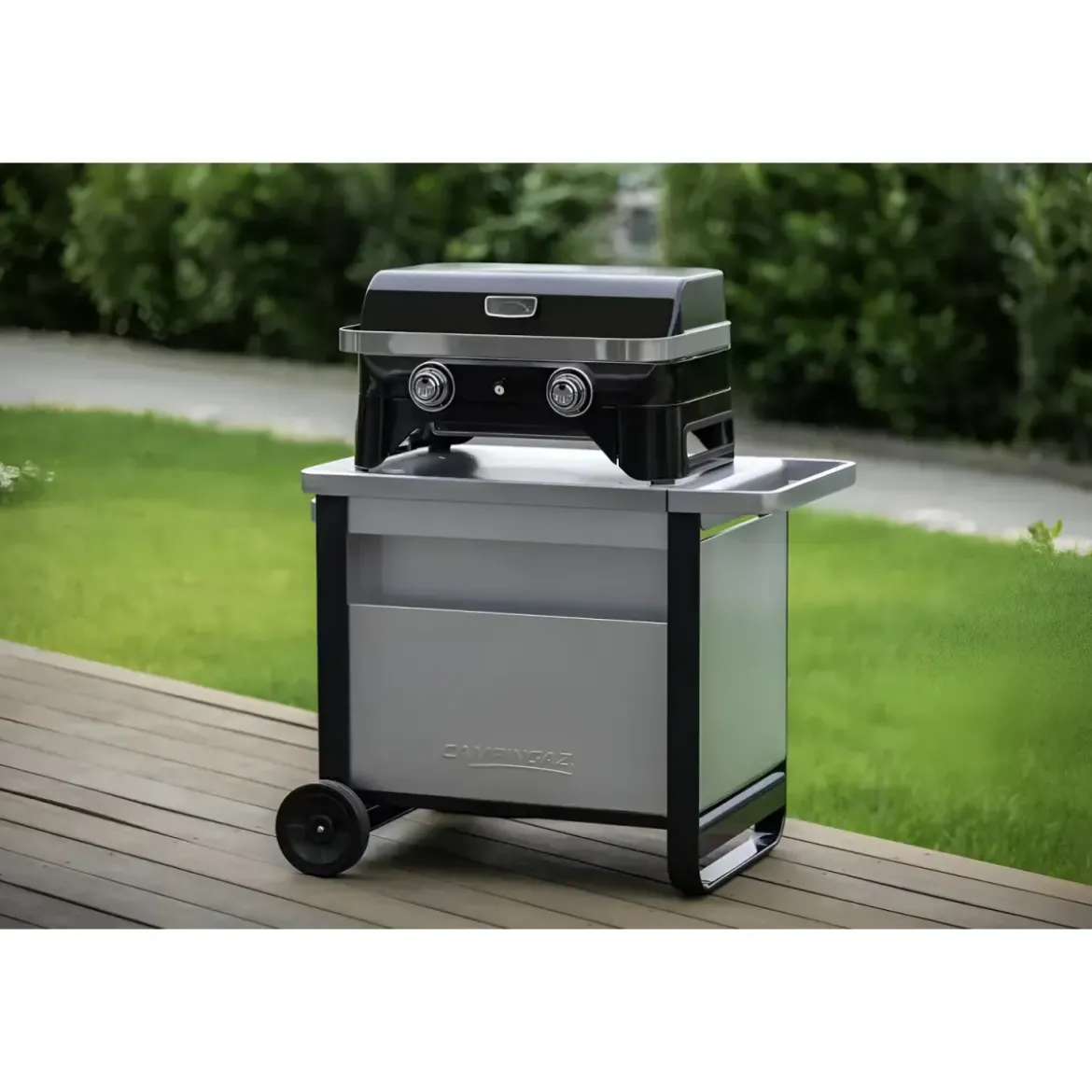Carrello Barbecue Acciaio Pieghevole 120x63x73 cm Compatibile Ruote