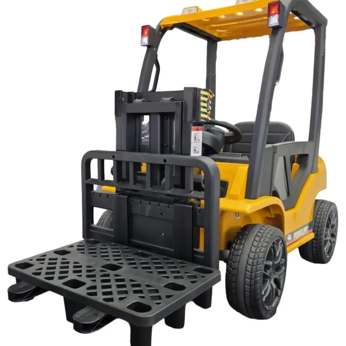 Carrello Elevatore Elettrico per Bambini 12V Giallo con Forche Mobili