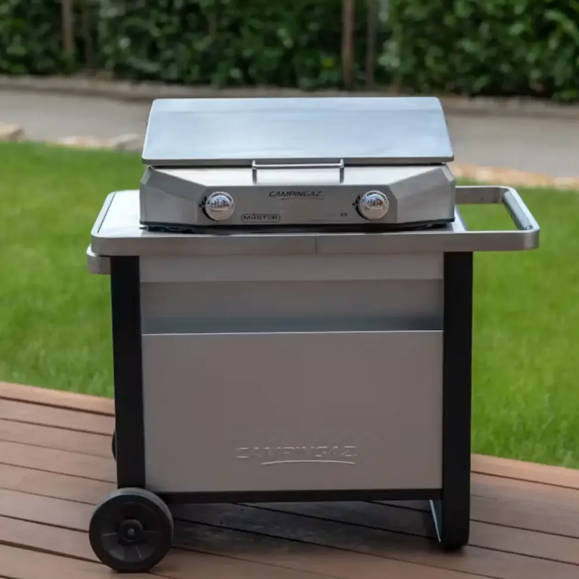 Carrello per Barbecue Campignaz in Acciaio con Ripiano Estraibile