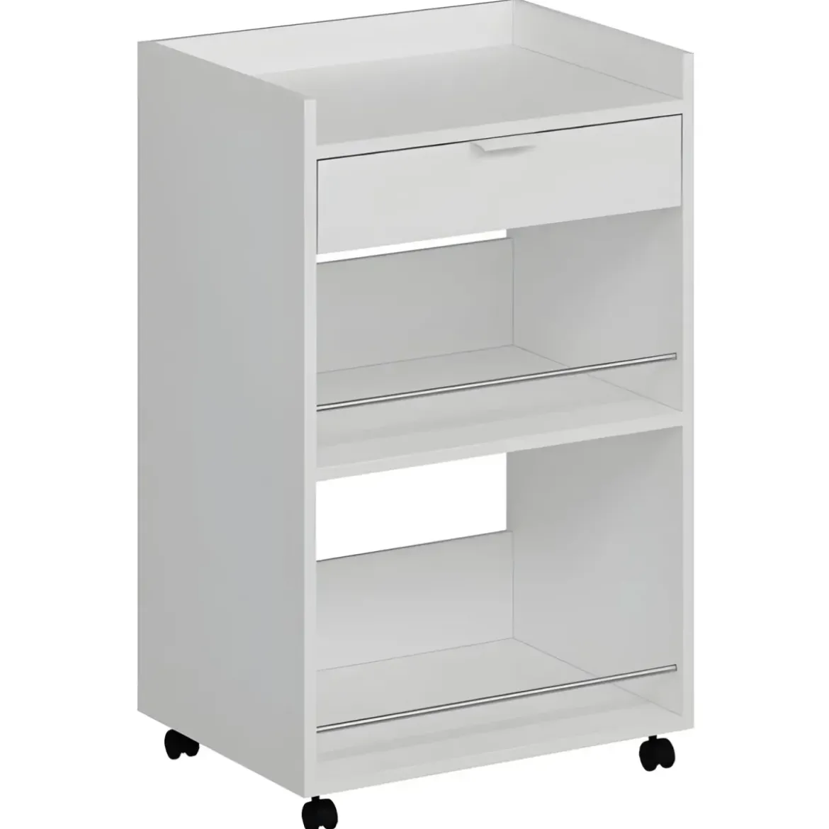 Carrello per Cucina Mobile Multiuso Ruote Bianco 1 Cassetto 2 Ripiani