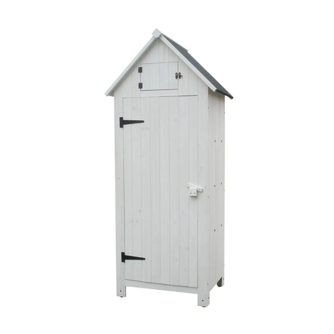 Casetta Armadio in Legno Bianco Ripiani Terrazzo Ripostiglio Giardino Attrezzi