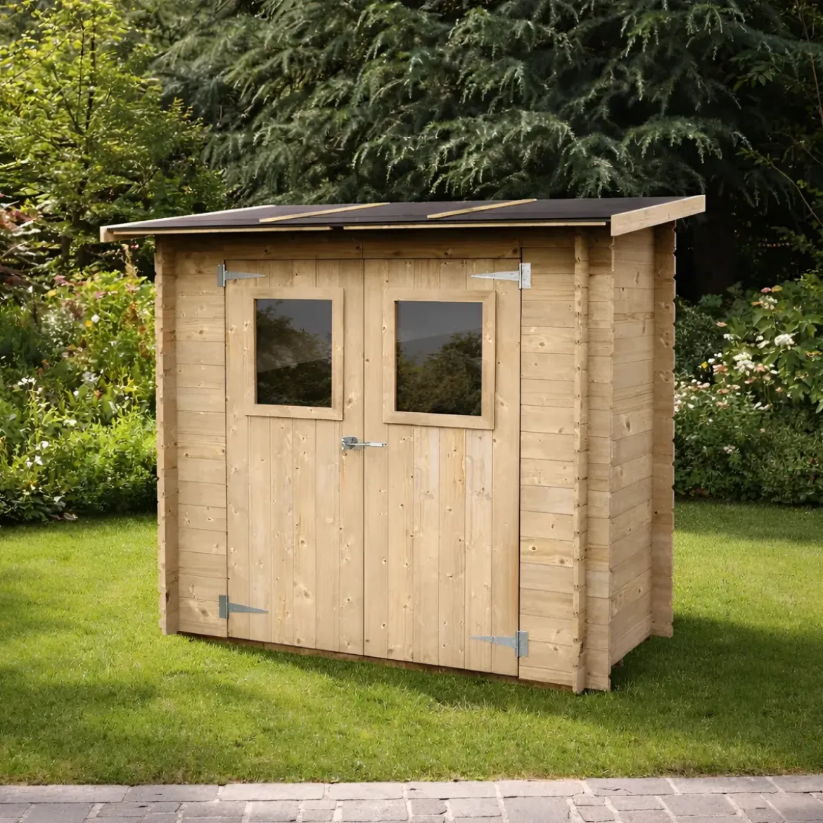 Casetta Armadio in Legno 2X1 con Pavimento Rimessa Attrezzi da Terrazzo Giardino