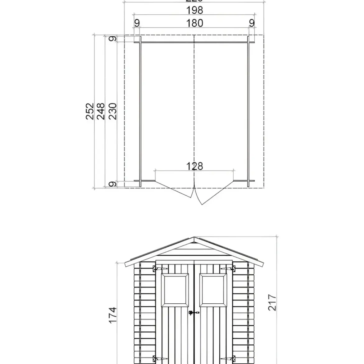 Casetta con Pavimento Rimessa per Attrezzi da Giardino in Legno 2x2.5