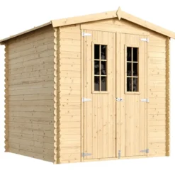 Casetta da Esterno in Legno 2x2 m Doppia Porta Finestrata Deposito