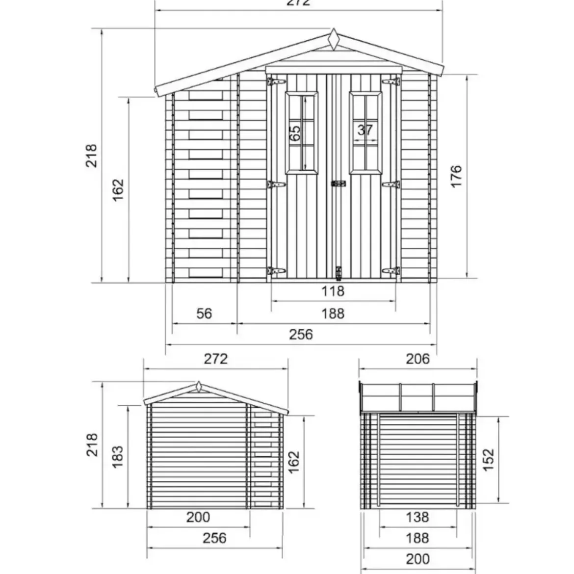 Casetta da Giardino con Legnaia in Legno 19 mm 256x200 cm Pavimento