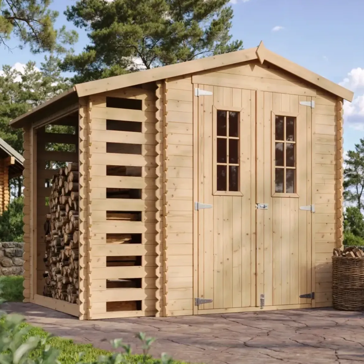 Casetta da Giardino con Legnaia in Legno 19 mm 256x200 cm Pavimento