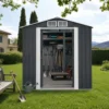 Casetta da Giardino in Acciaio Zincato 195x131 cm Doppia Porta Box