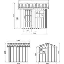Casetta da Giardino in Legno Grezzo 236x250 cm 6 m2 Box con Pavimento