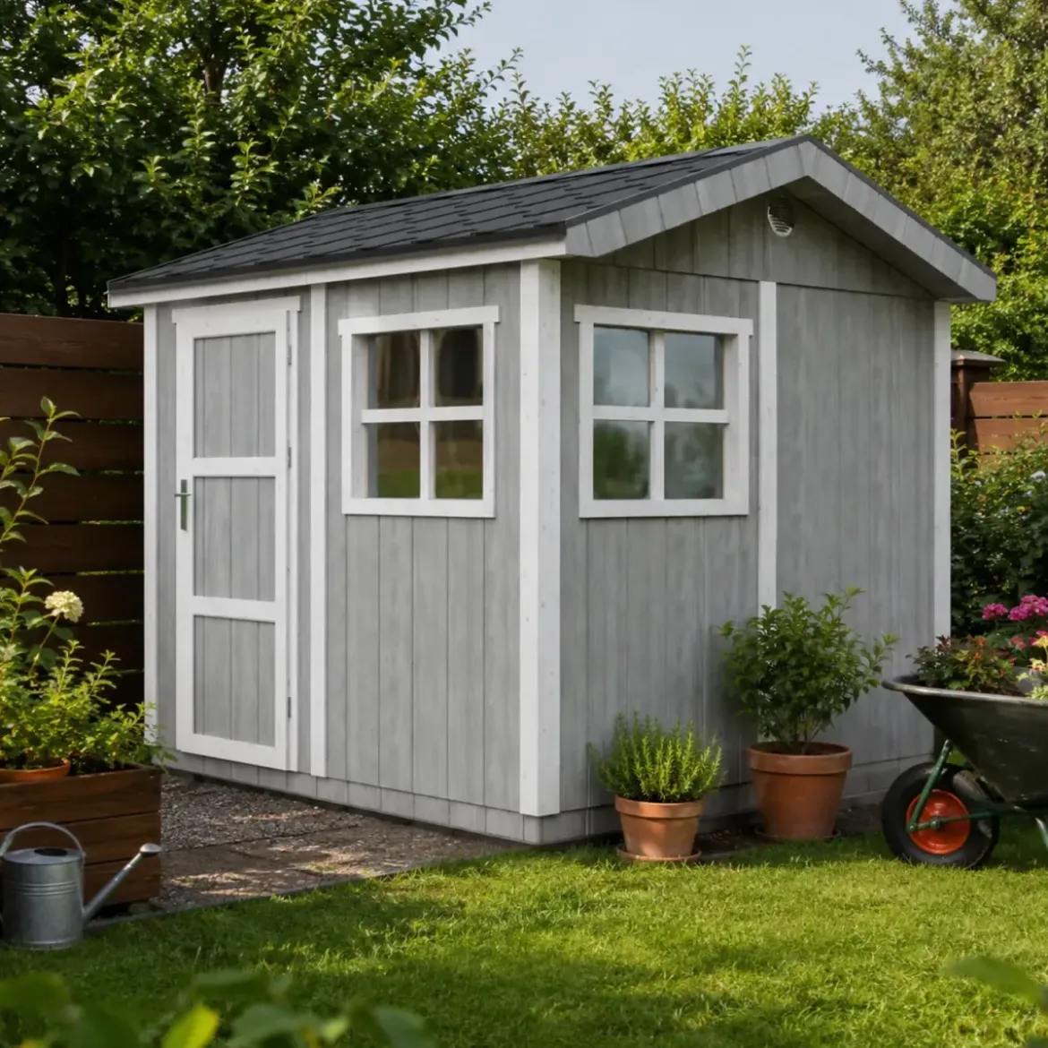 Casetta da Giardino in Legno Grigio Chiaro 236x250 cm 6 m2 Pavimento