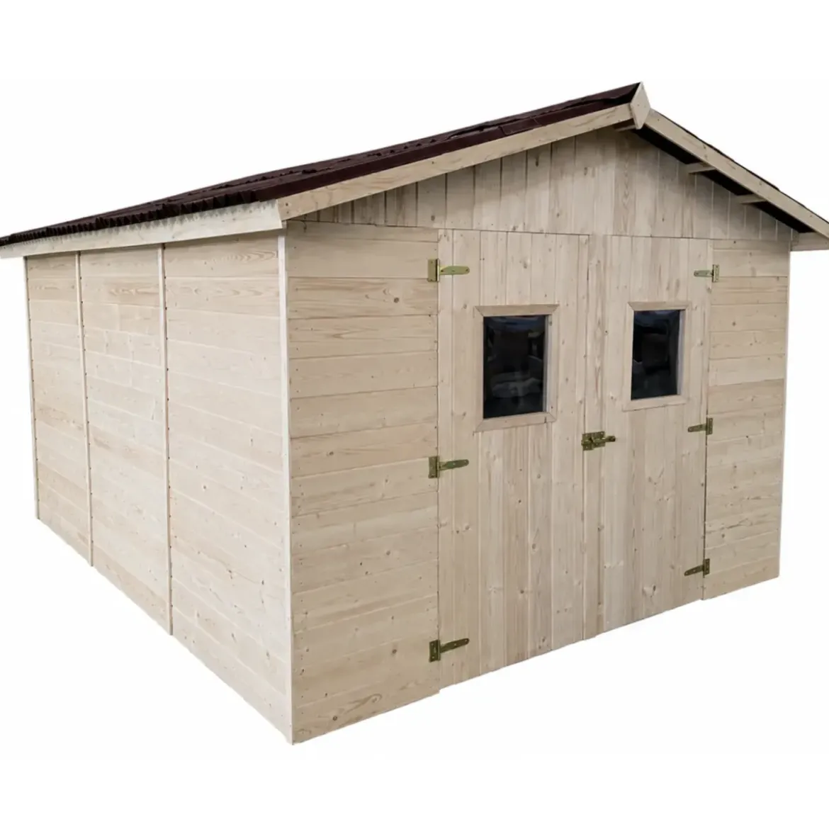 Casetta da Giardino in Legno Grezzo 3x4 m Pannelli 16 mm Porta Doppia