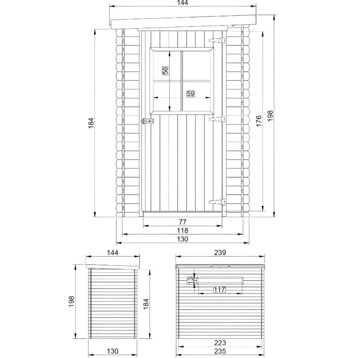 Casetta da Giardino in Legno 144x239x198 cm 19 mm con Pavimento
