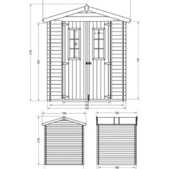 Casetta da Giardino in Legno 180x180 Tetto OSB Doppia Porta 19 mm