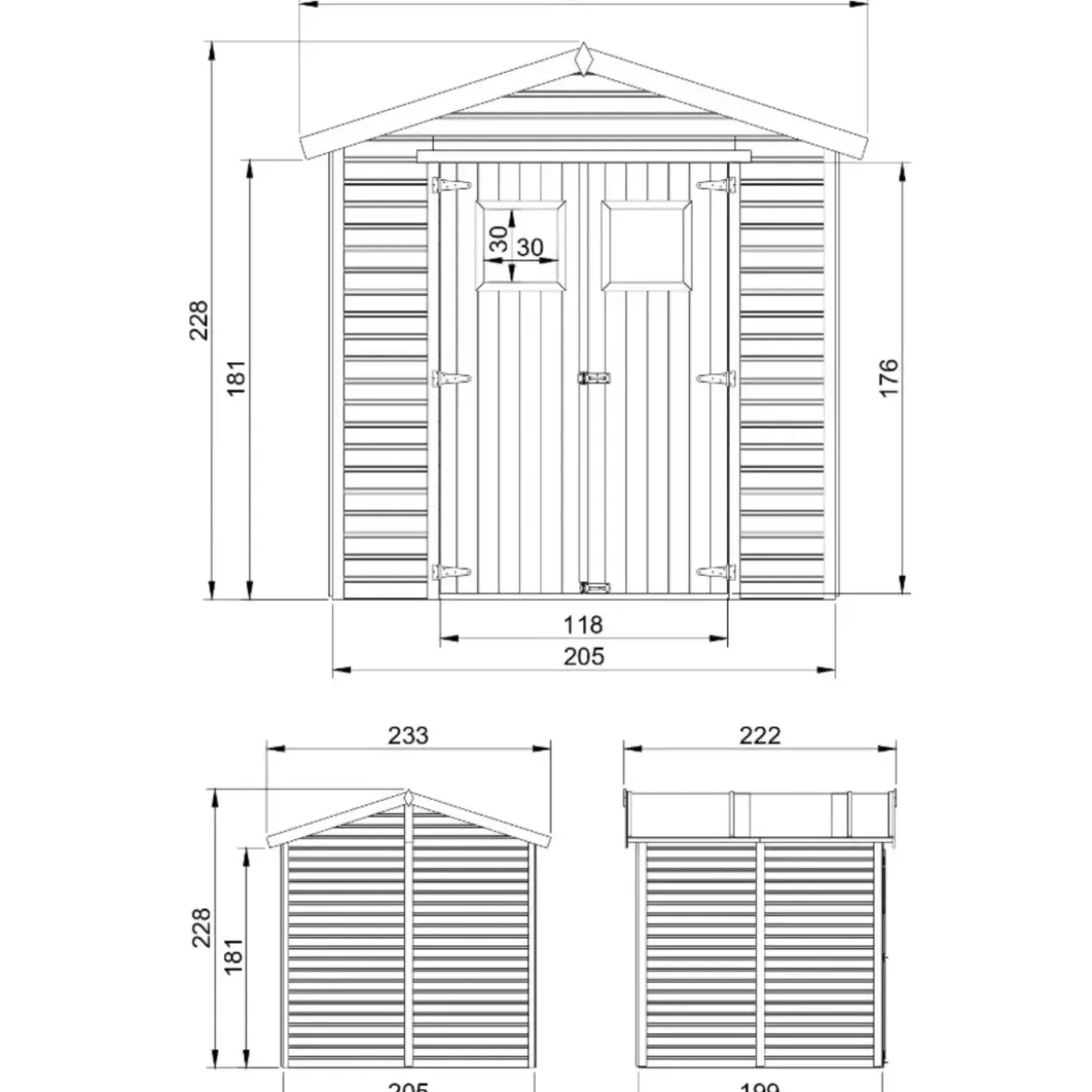 Casetta da Giardino in Legno 2x2m 4 m2 con Doppia Porta Vetrata