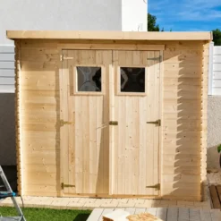 Casetta da Giardino in Legno 235x130 cm Porte Finestrate 19 mm