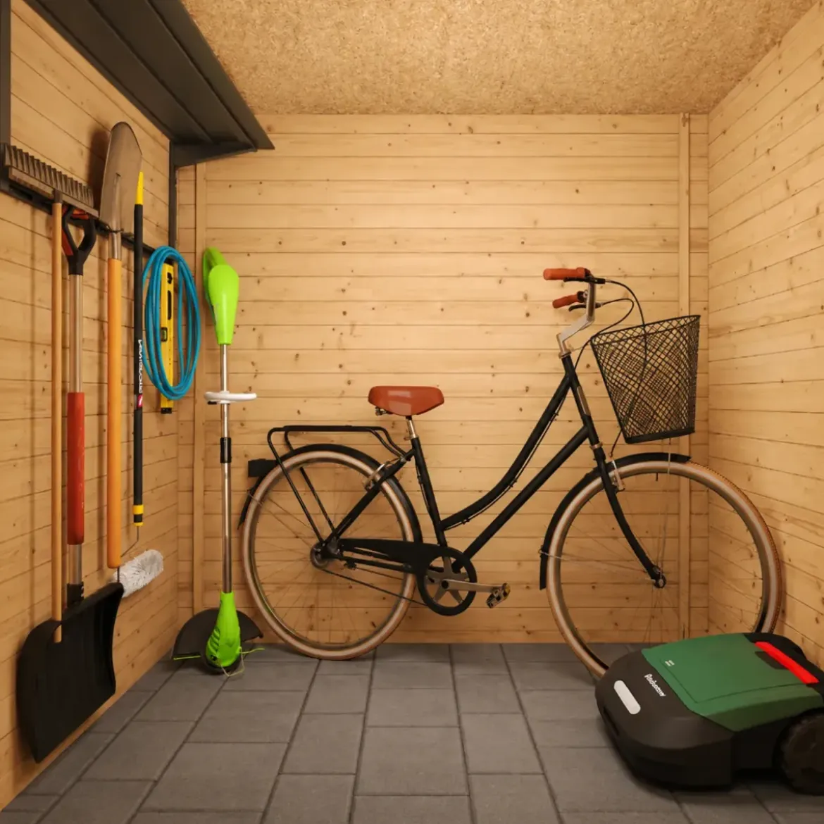 Casetta da Giardino in Legno 235x130 Pavimento Porte Finestrate 19 mm