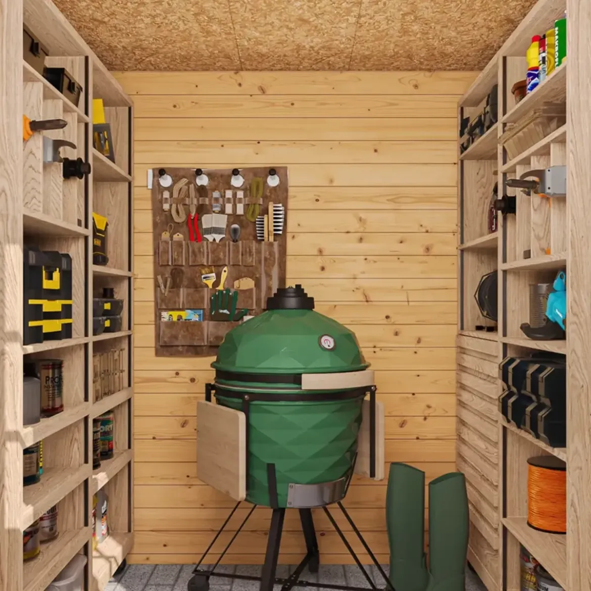 Casetta da Giardino in Legno 2x2 19 mm Doppia Porta Finestrata