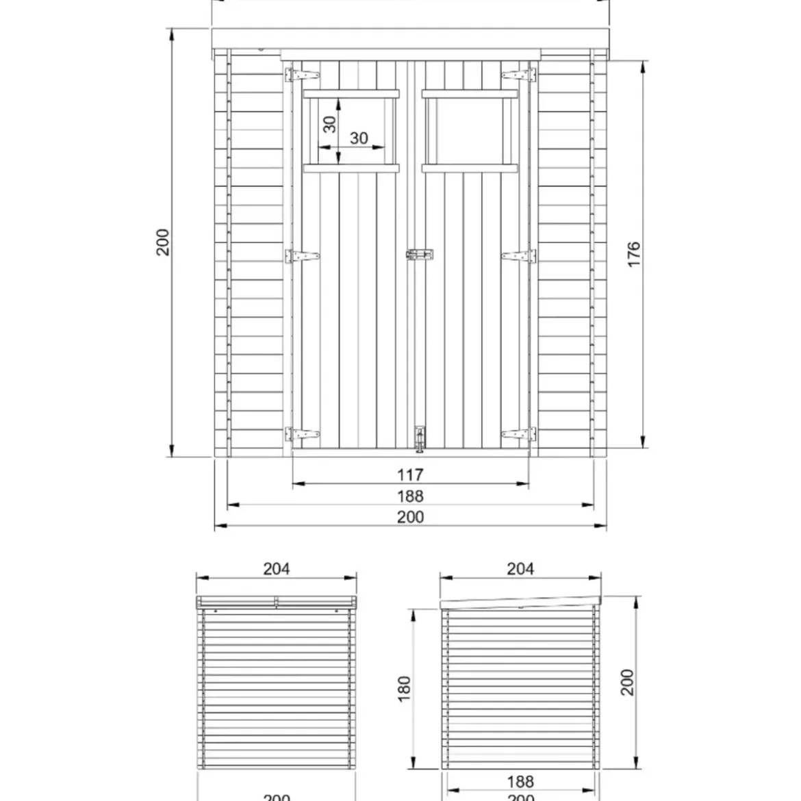 Casetta da Giardino in Legno 2x2 19 mm Doppia Porta Finestrata